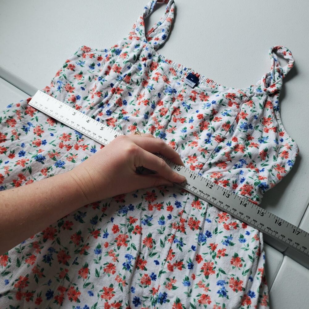 Old Navy Dress Womens M White Floral Linen Smocked Maxi Sundress Summer - Picture 7 of 11